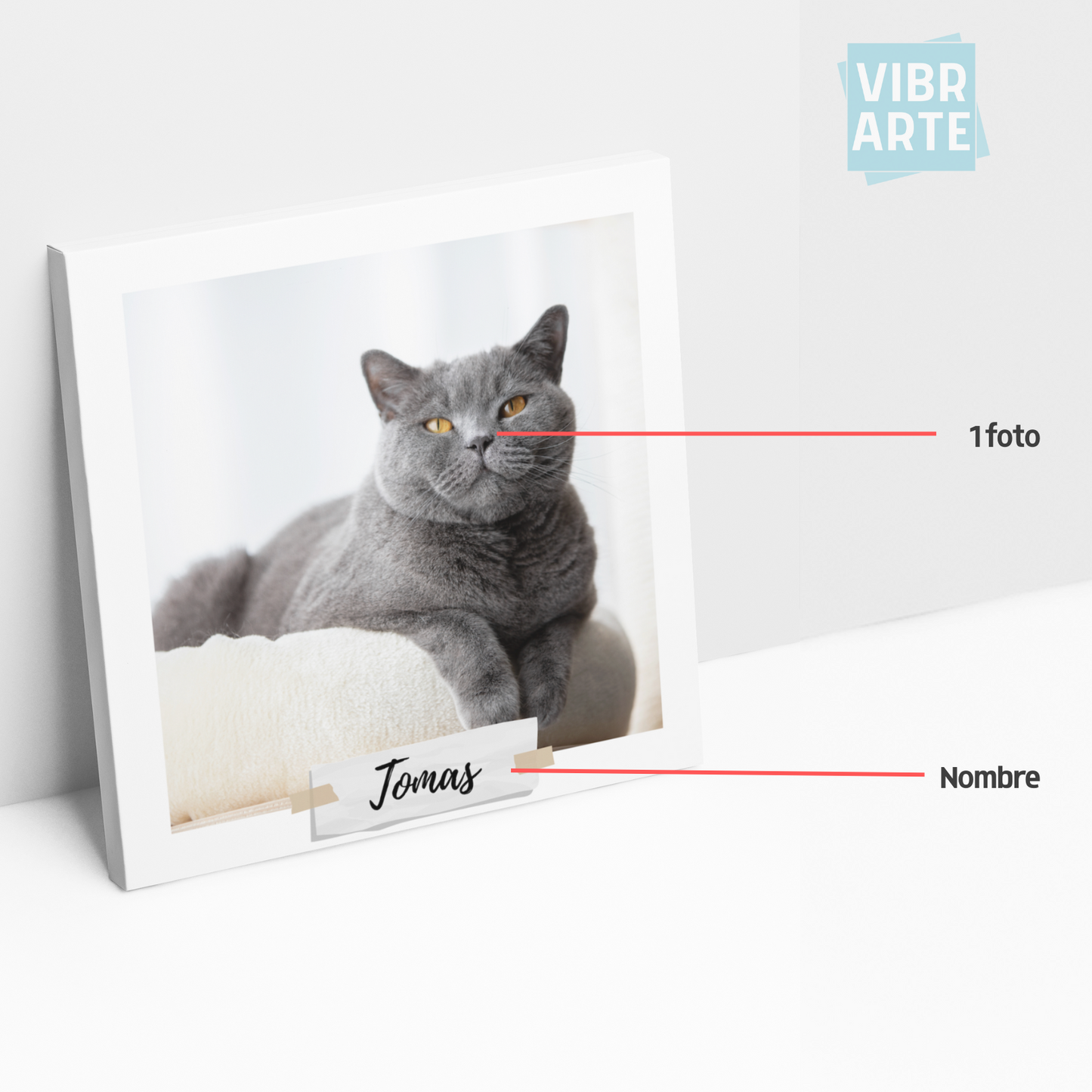 Cuadro Personalizado con Fotografía y Nombre (Cuadrado)