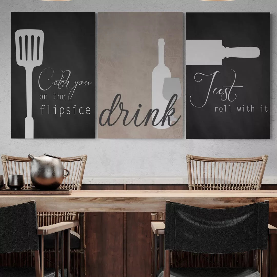 Set de 3 Cuadros - Frases para Cocina Comedor