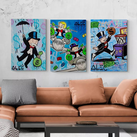 Set de 3 Cuadros - Alec Monopoly & Richie Rich Graffiti