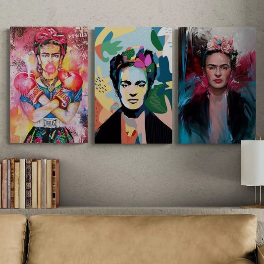 Set de 3 Cuadros - Frida Kahlo Bubble Gum Graffiti