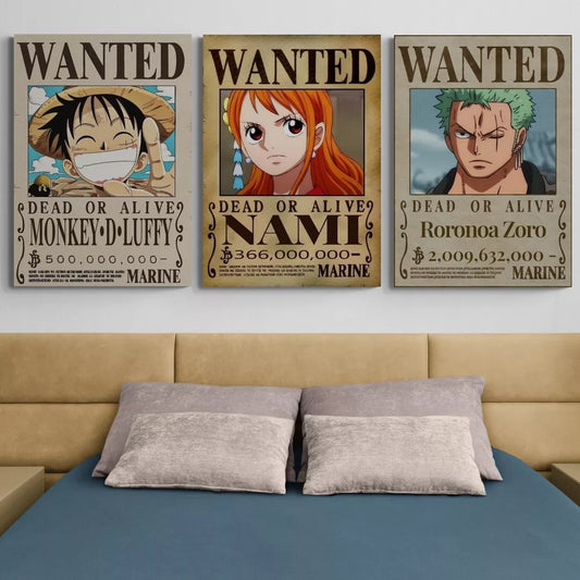 Set de 3 Cuadros - One Piece (Se Busca)