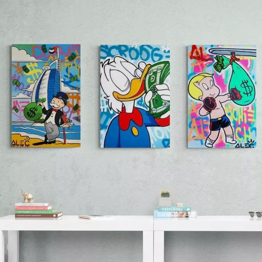 Set de 3 Cuadros - Alec Monopoly Richie Rich & Scrooge McDuck I