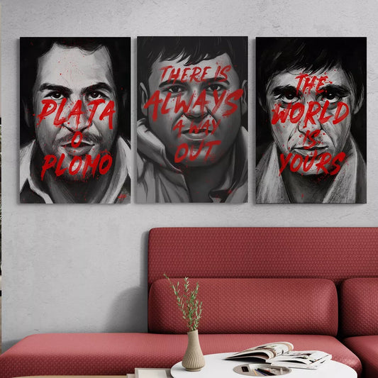Set de 3 Cuadros - Frases de Mafia Graffiti