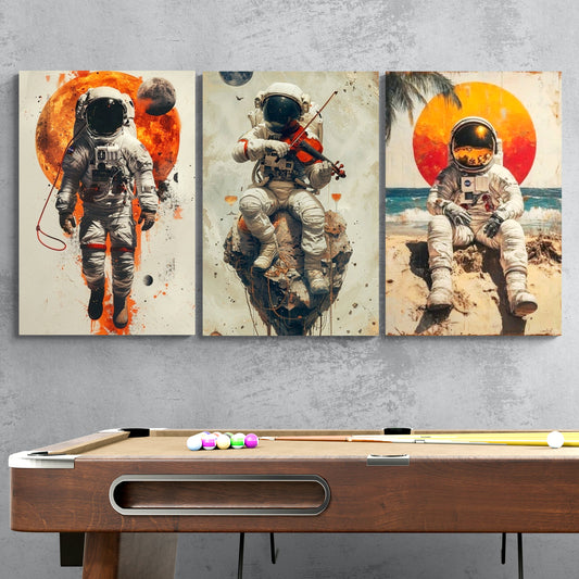 Set de 3 Cuadros - Astronautas