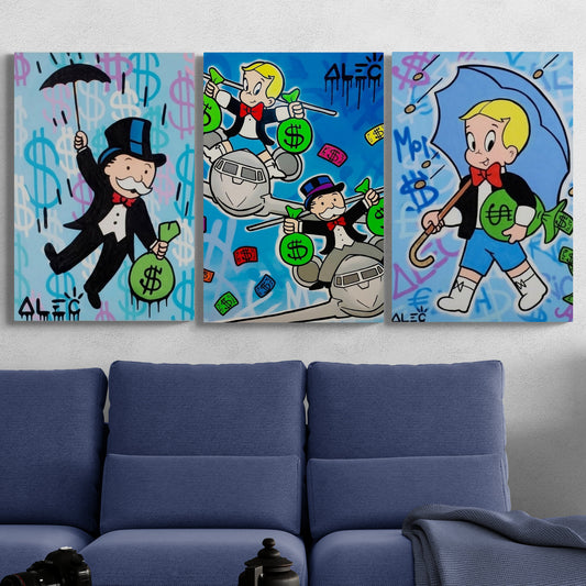 Set de 3 Cuadros - Alec Monopoly Planes & Umbrellas